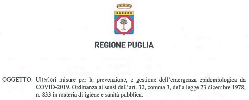 Immagine Regione Puglia ordinanza